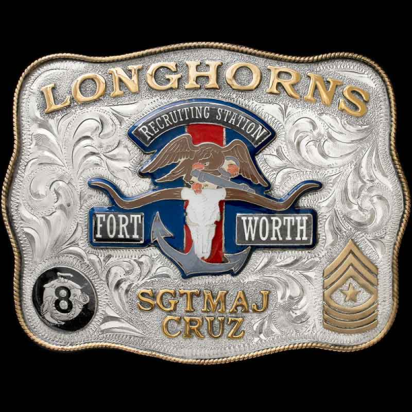 Commemorate law enforcement units, navy and army members with the Kilgore Belt Buckle! Personalize it with your custom logo, rank, badge, lettering, and more!

